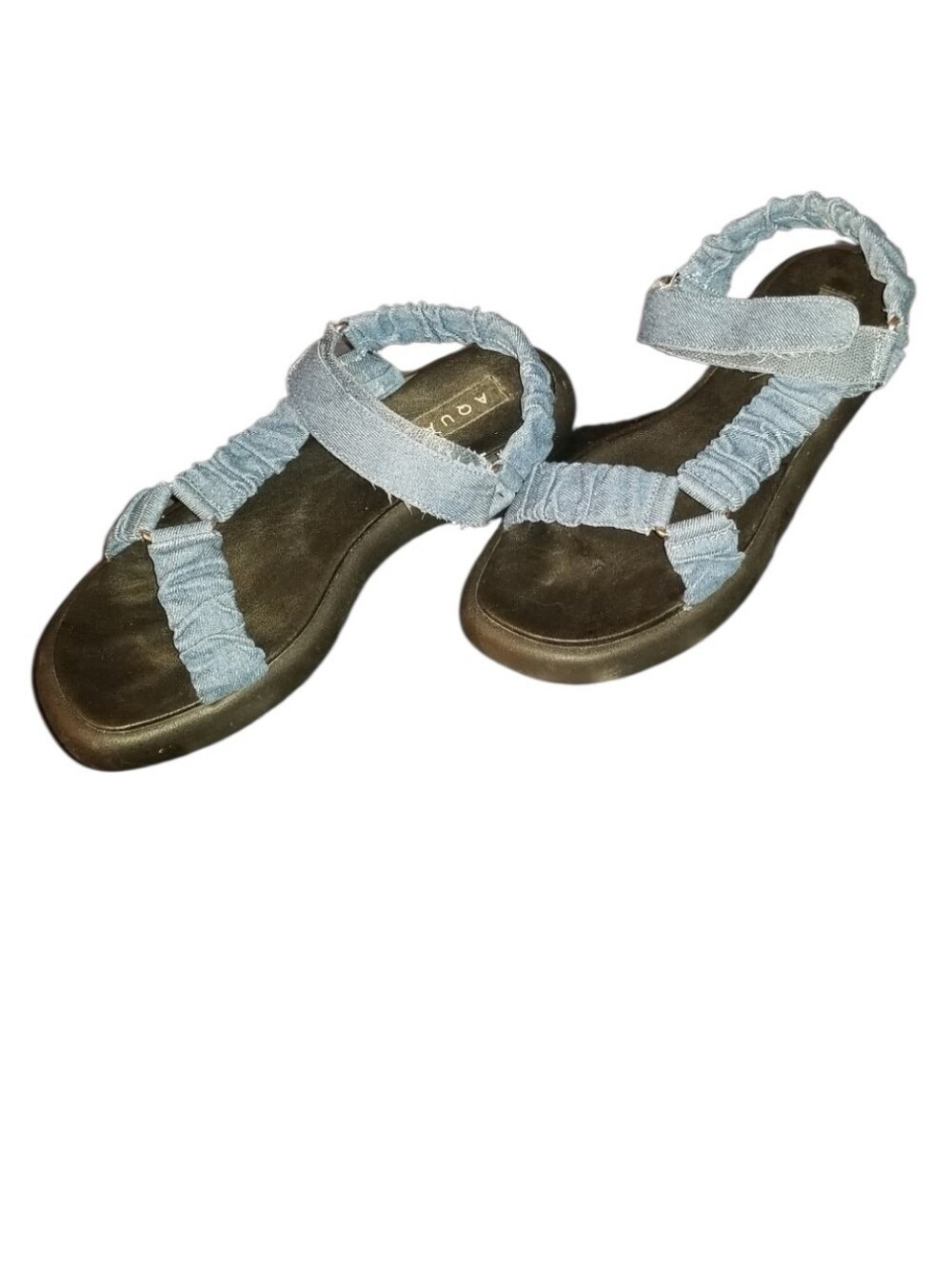 Aqua Tenley Platform Denim Sandals. Color Indigo Blue. Size 10. - Picture 8 of 9